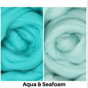 Side by side Aqua and Seafoam Wool