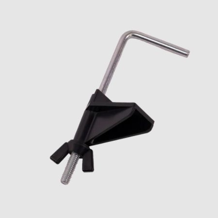 Metal L shape bar, with black plastic block and wing nut.